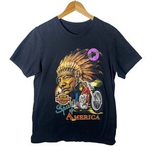 Harley Davidson Spirit of America Graphic Tee Black Double Sided Pandora S/M